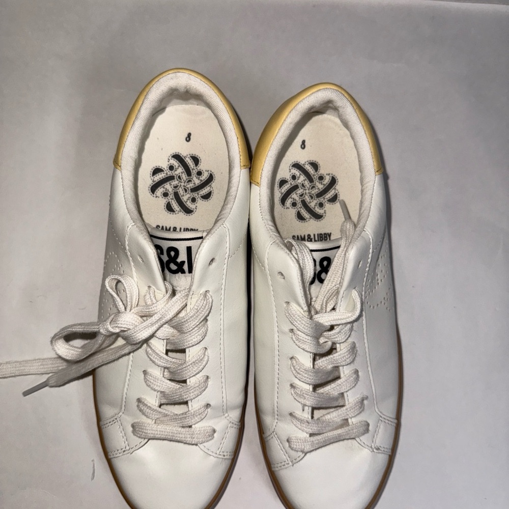Sam & Libby White Sneakers with Gold Accents